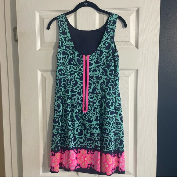 Lilly Pulitzer Hopping Delia Strapless Dress Hot Pink Blue Aqua - Picture 6 of 16